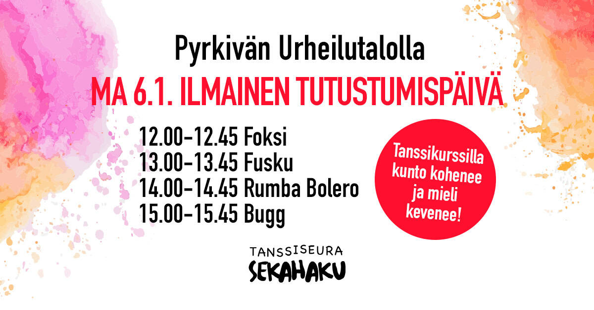 6.1.2025 ilmainen tutustumispäivä Pyrkivällä